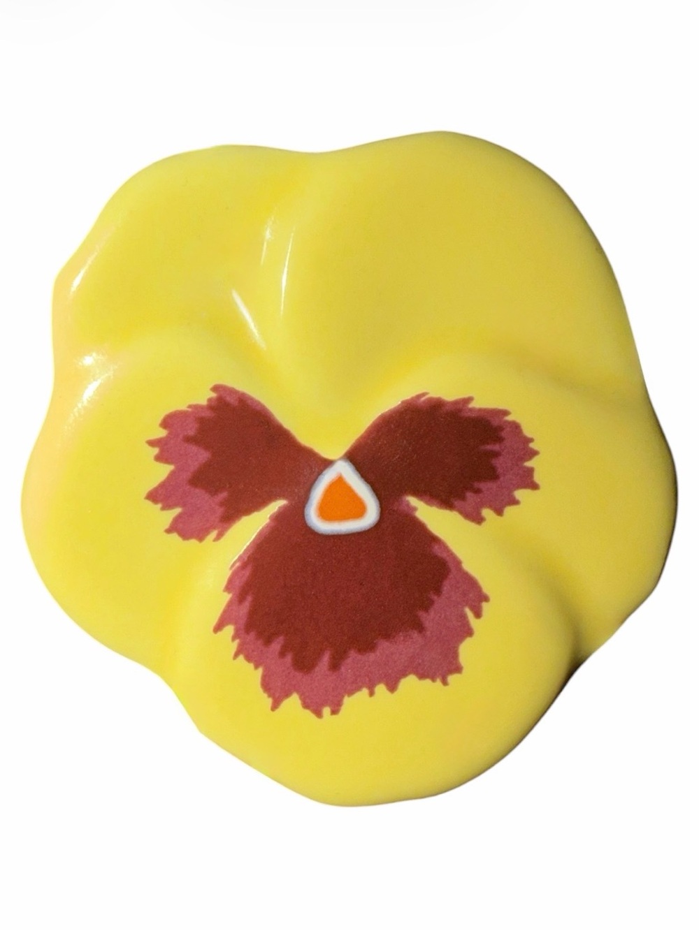 Vintage Avon Yellow Pansy Flower Ceramic Porcelain Brooch Pin